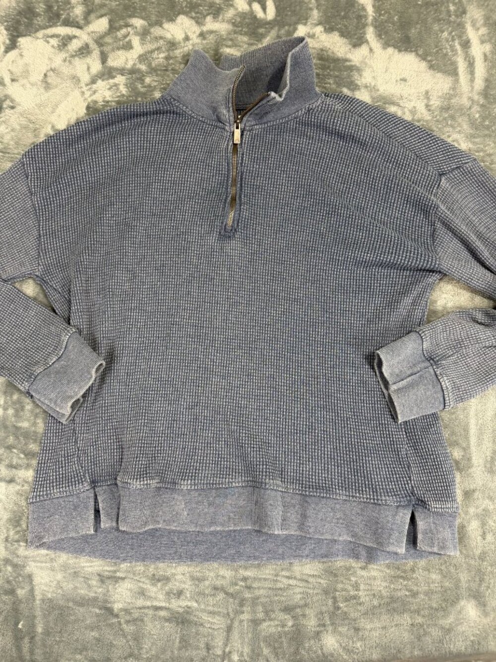 C&C California Womens Blue Waffle Knit Half-Zip Pullover XL